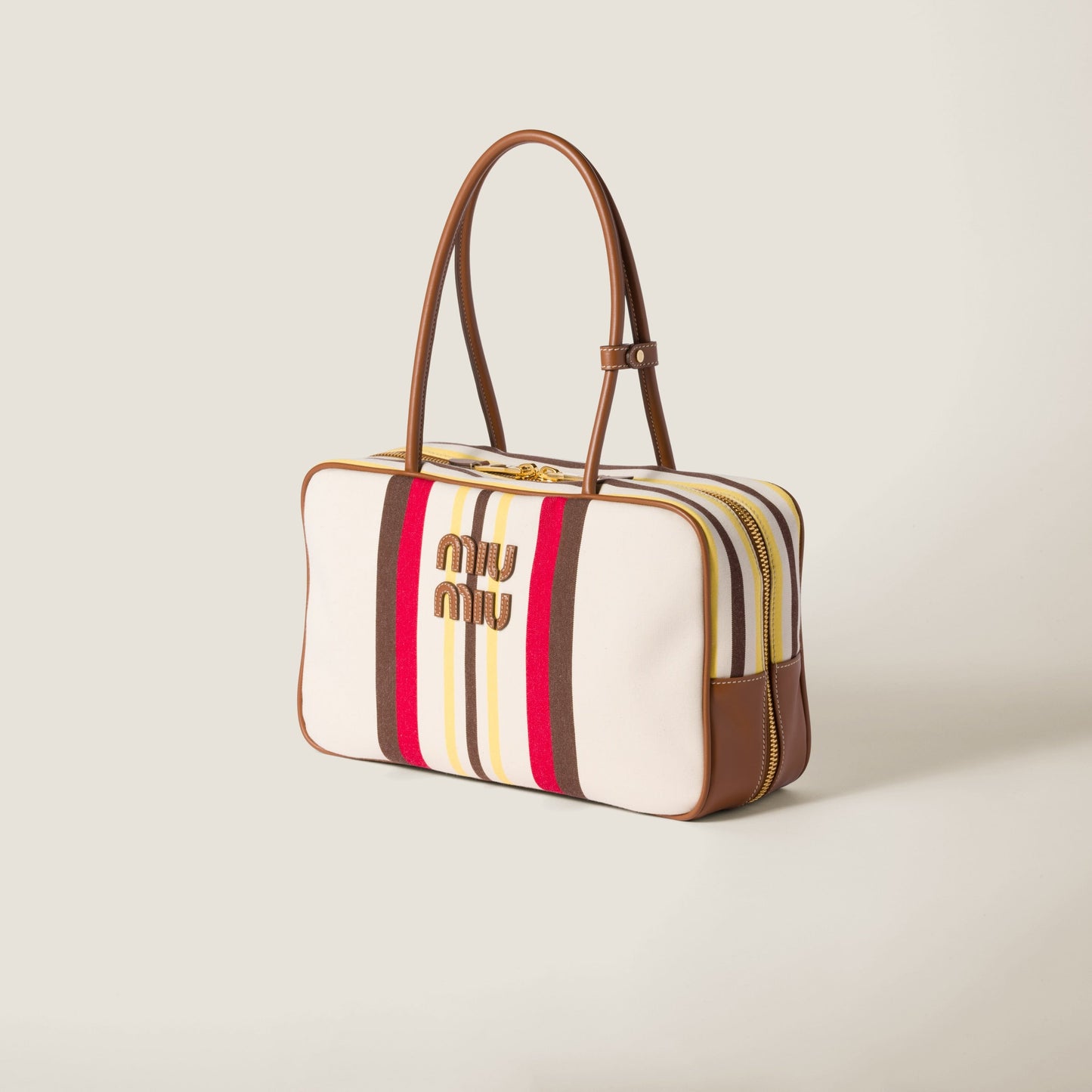 MiuMiu Beau canvas and leather bag Royal tushar