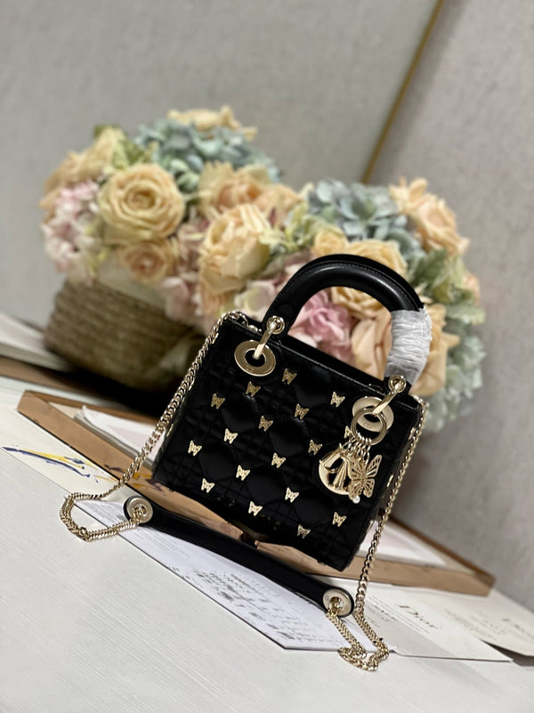 Christian Dior Lambskin cannage Butterfly Studs Royal tushar