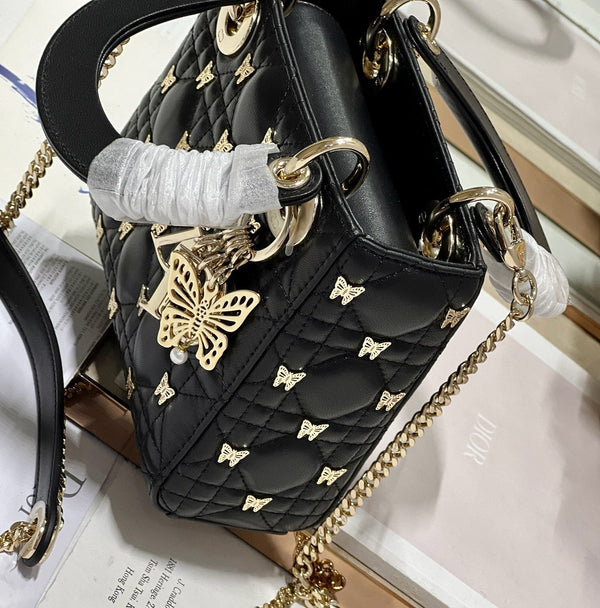 Christian Dior Lambskin cannage Butterfly Studs