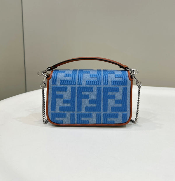 Fendi Denim Vitello King FF Mini Baguette Denim Royal tushar