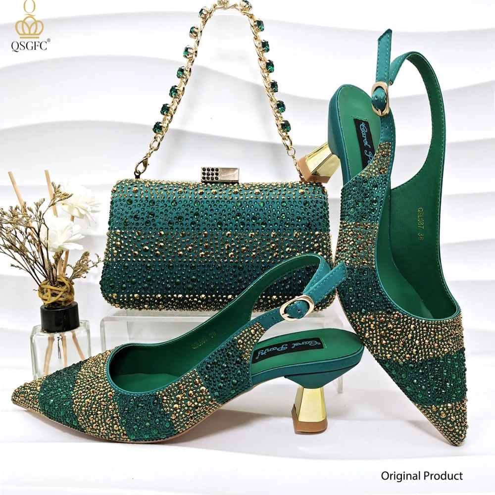 Rhinestone Embellished Pump and Handbag Set Royal tushar