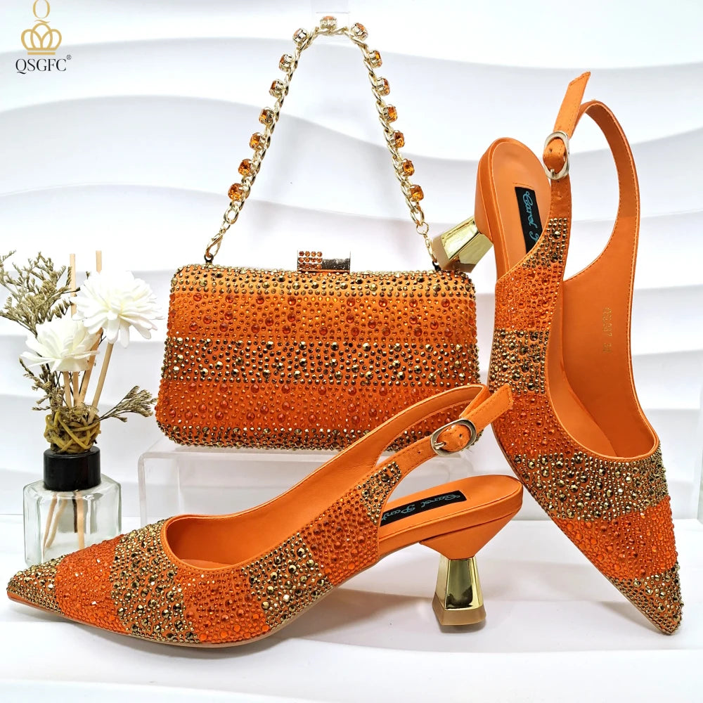 Rhinestone Embellished Pump and Handbag Set Royal tushar