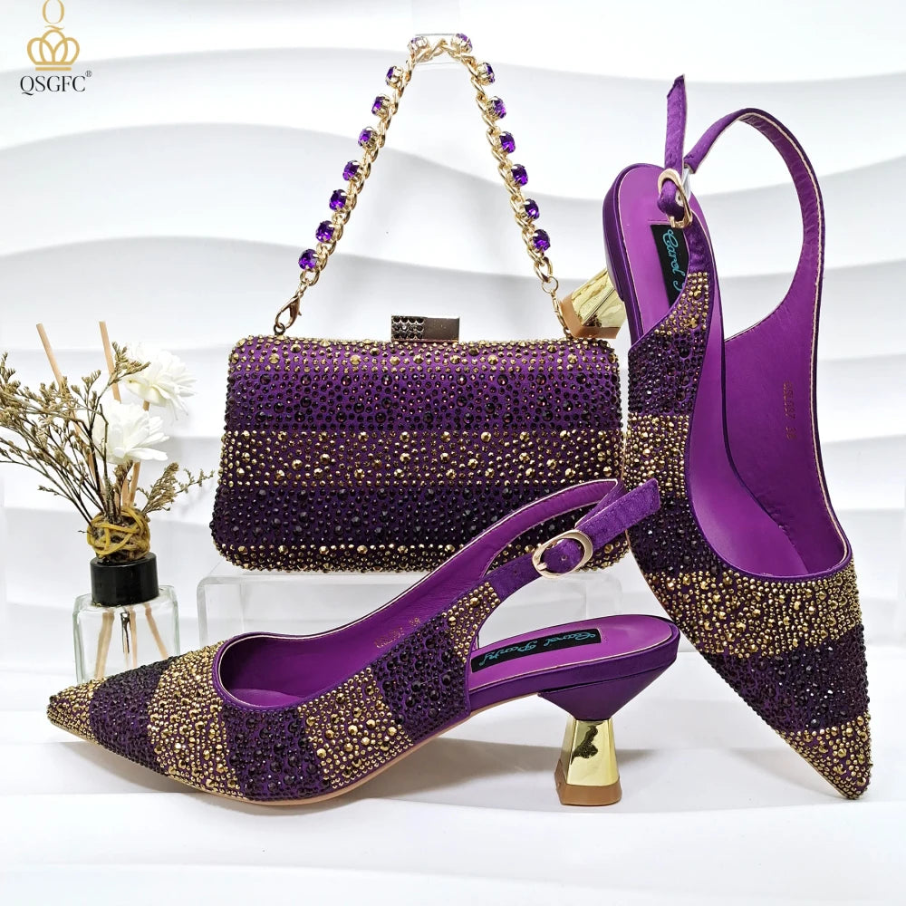 Rhinestone Embellished Pump and Handbag Set Royal tushar