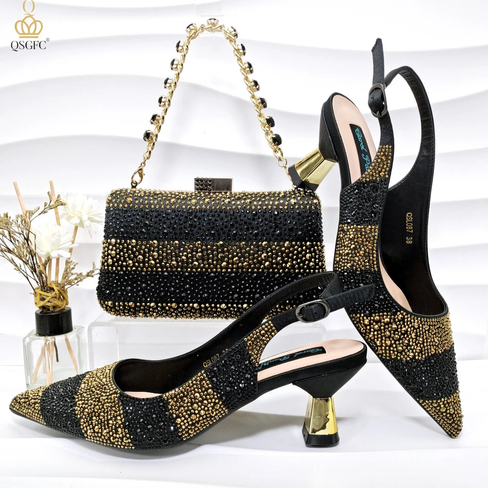 Rhinestone Embellished Pump and Handbag Set Royal tushar