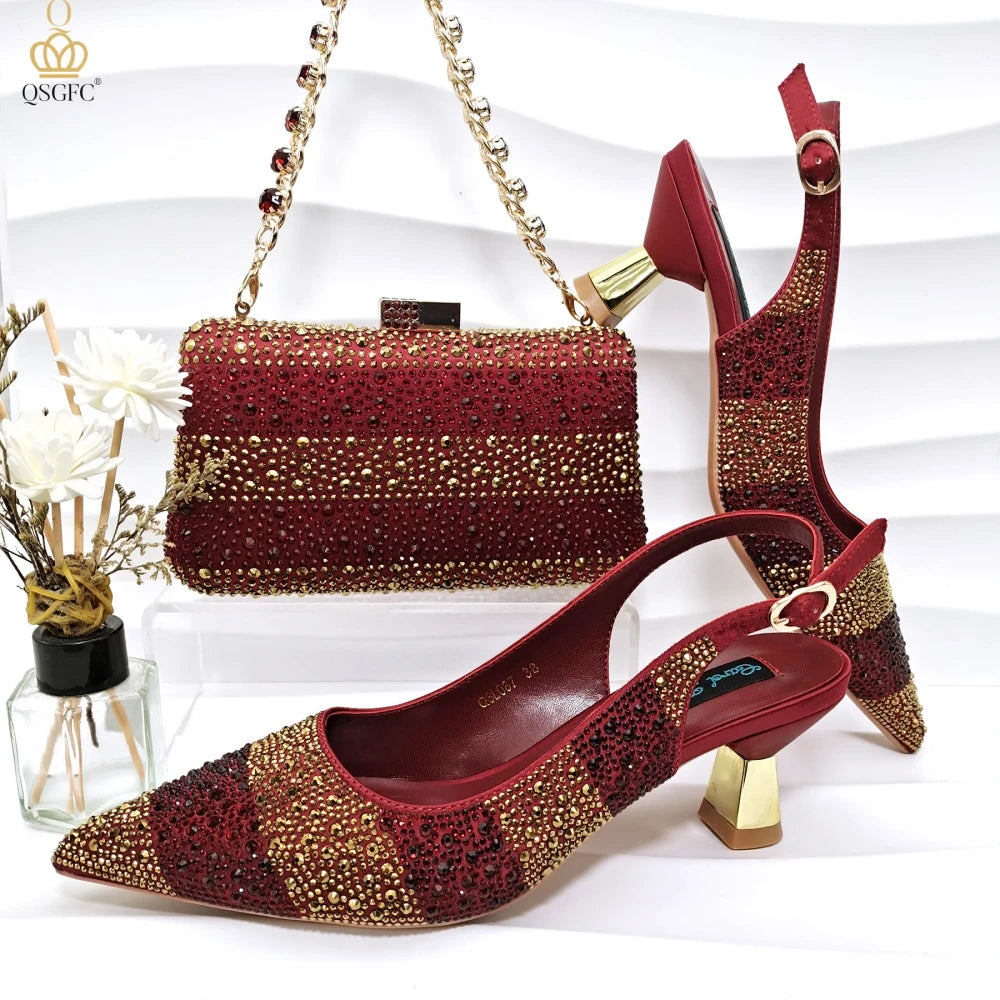 Rhinestone Embellished Pump and Handbag Set Royal tushar