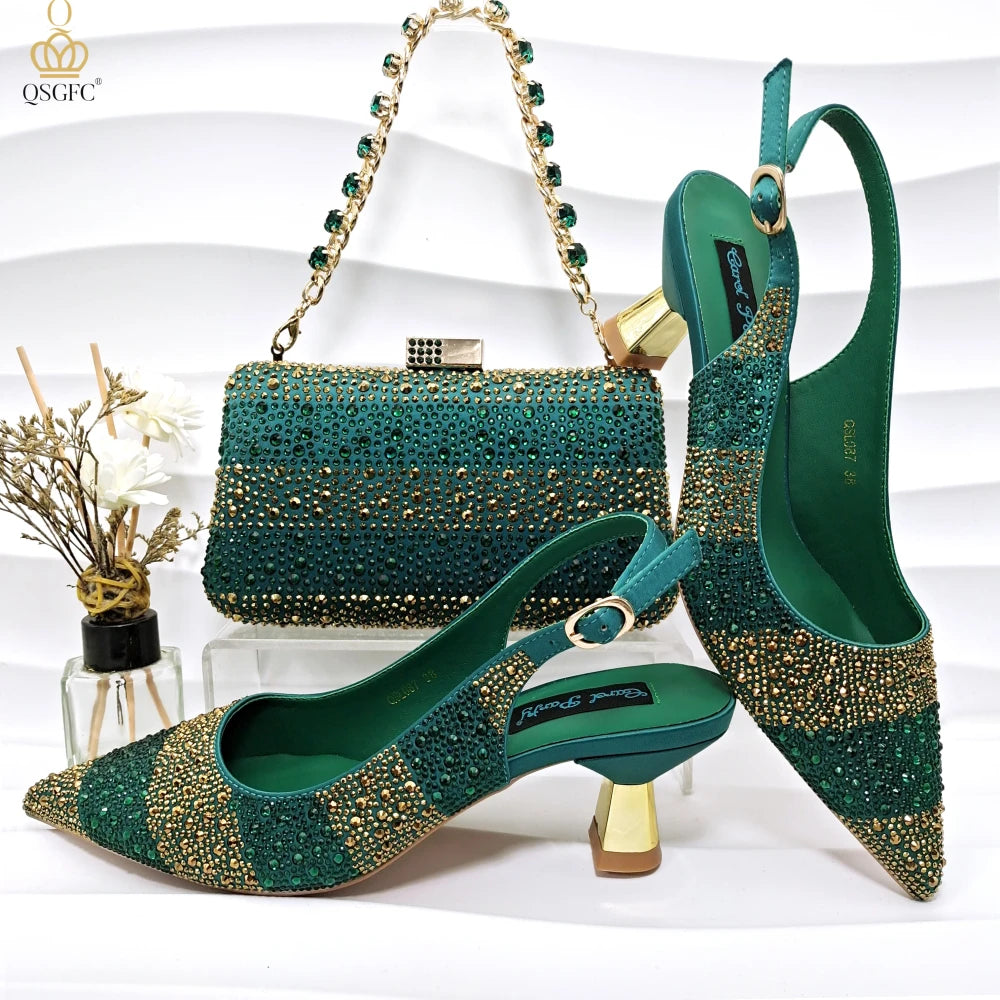 Rhinestone Embellished Pump and Handbag Set Royal tushar