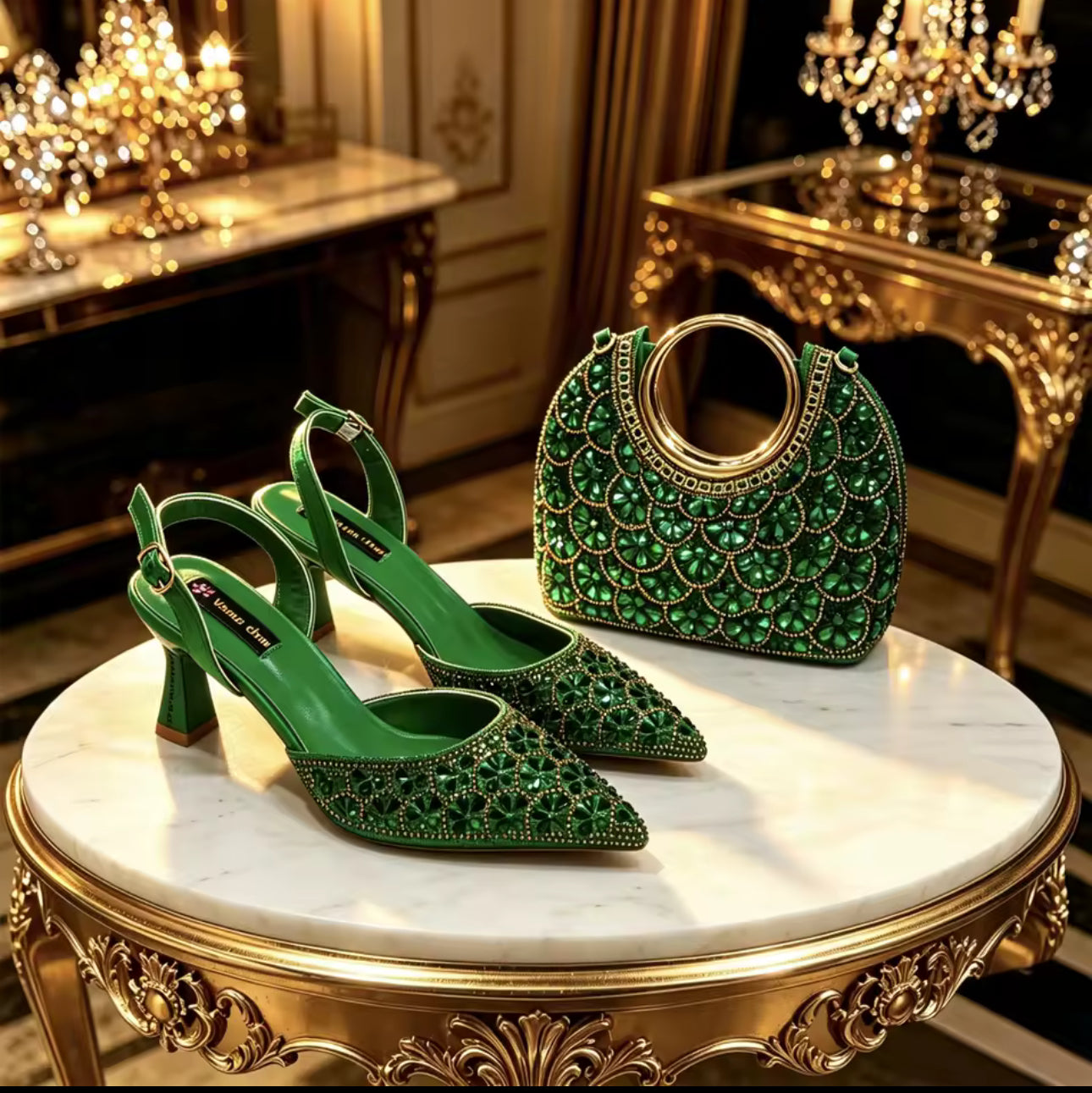 Italian Design  Pointed Toe Women High Heels Matching Handbag Set Royal tushar