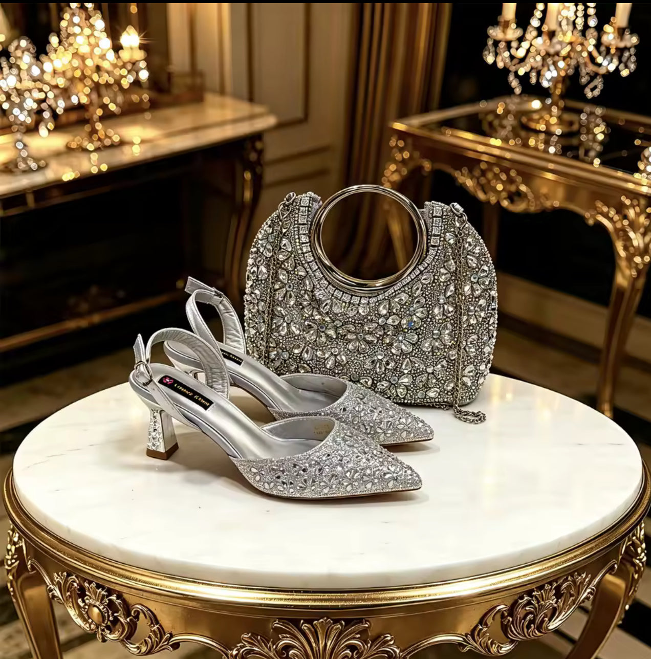 Italian Design  Pointed Toe Women High Heels Matching Handbag Set Royal tushar