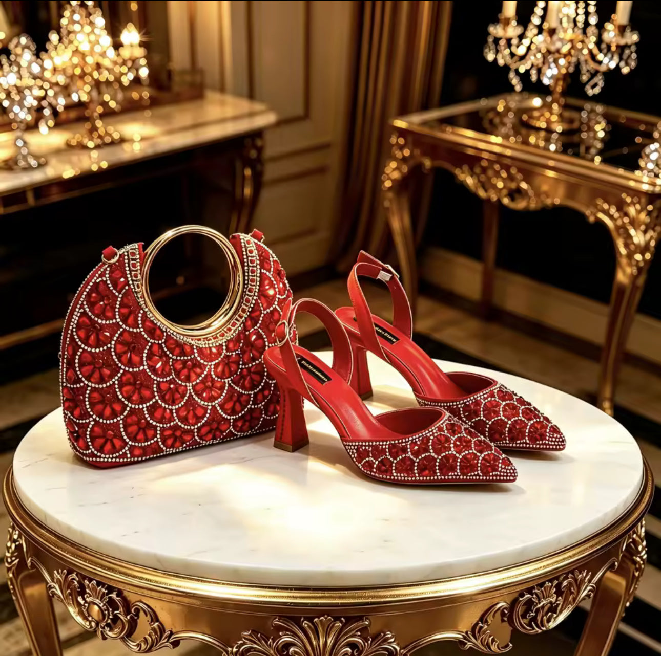 Italian Design  Pointed Toe Women High Heels Matching Handbag Set Royal tushar