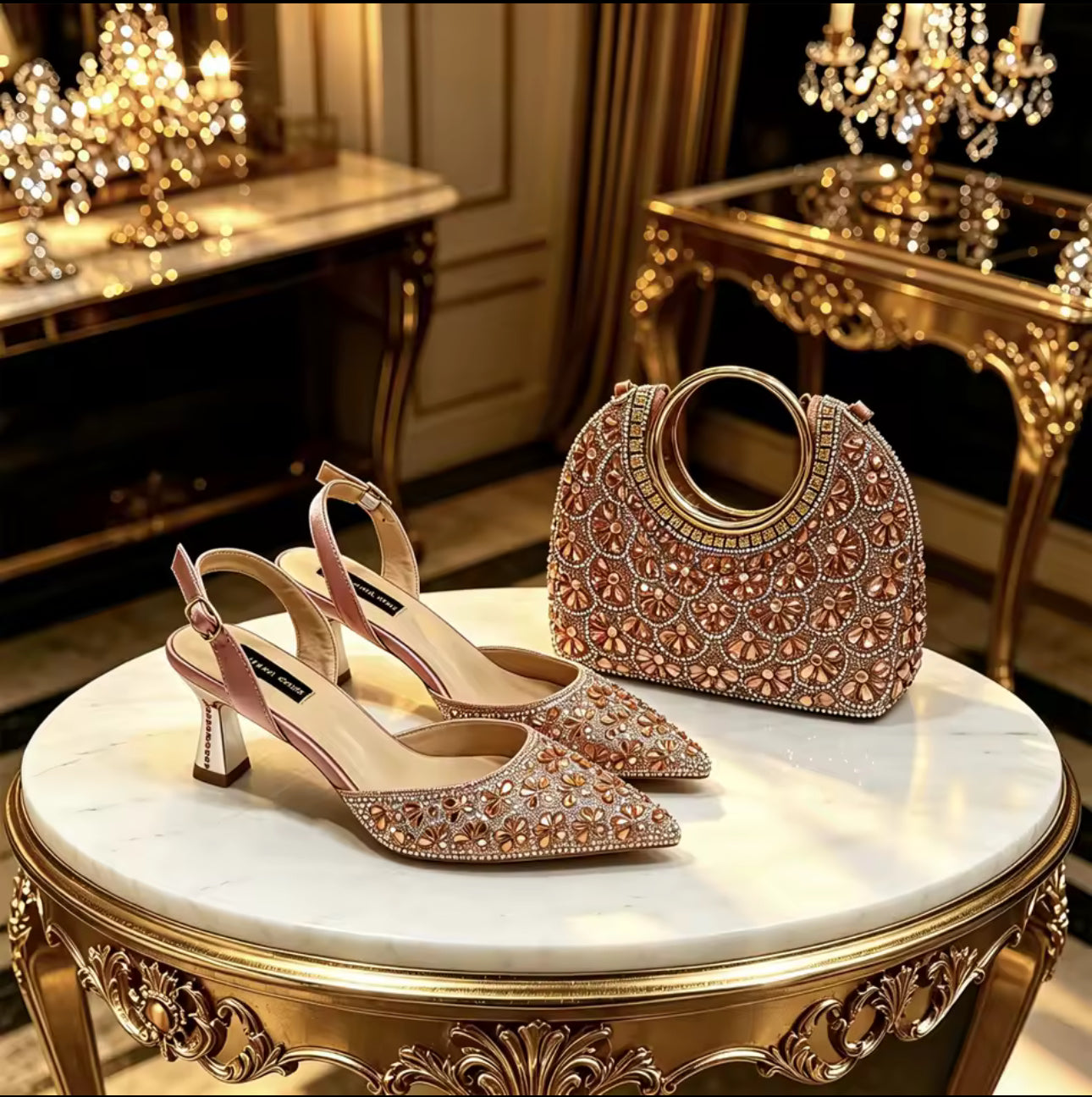 Italian Design  Pointed Toe Women High Heels Matching Handbag Set Royal tushar