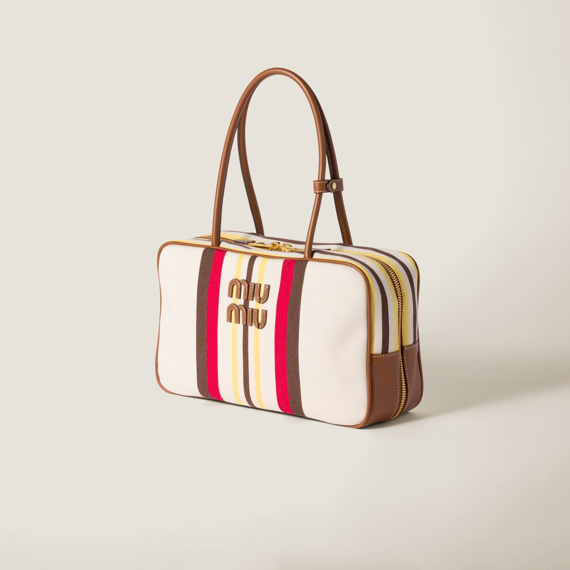 MiuMiu Beau canvas and leather bag Royal tushar