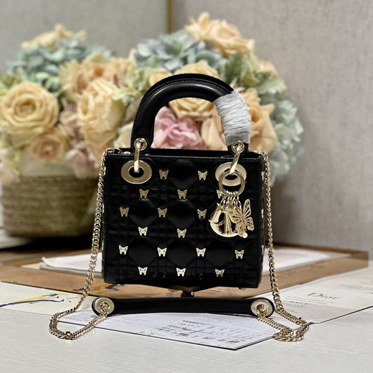 Christian Dior Lambskin cannage Butterfly Studs Royal tushar