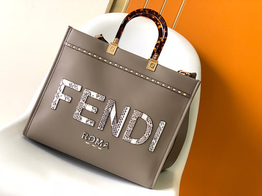 Fendi Python-Trimmed Medium Sunshine Royal tushar