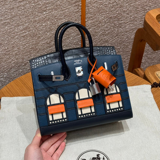 Hermes sellier Chic Navy Calfskin Handbag Royal tushar